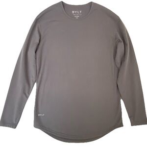 Bylt Drop Cut Long Sleeve Mens Small Gray Performance Athleisure Stretch Top